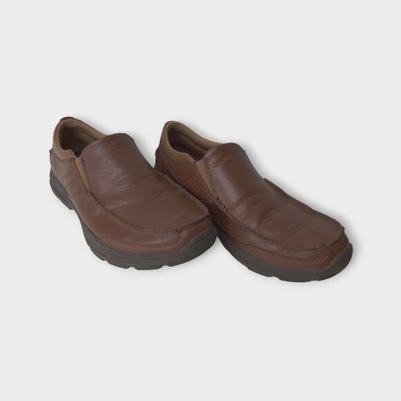 Mens Skechers Classic Fit Air Cooled Memory Foam Brown Slip Ons Size 8.5 - Picture 2 of 11